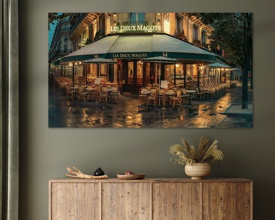 A café in Paris in the early morning / Les Deux Magots in Paris on
